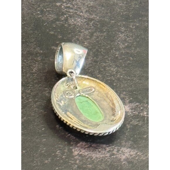 Vintage Carolyn Pollack Relios Sterling Silver Pendant With Green Turquoise Oval - Picture 3 of 9